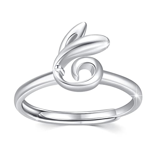 Tier Ring für Damen 925 Sterling Silber Biene/Hase/Koala Ringe Mondstein Gänseblümchen Ring Niedlicher Open Verstellbarer Ring Schmuck geschenke für Frauen Mädchen (Hase) von ZIPPICE