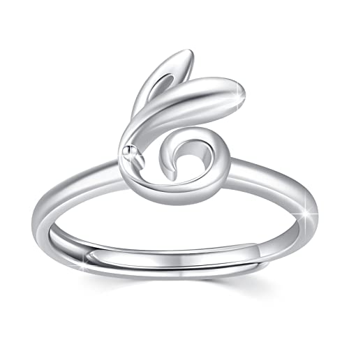 Tier Ring für Damen 925 Sterling Silber Biene/Hase/Koala Ringe Mondstein Gänseblümchen Ring Niedlicher Open Verstellbarer Ring Schmuck geschenke für Frauen Mädchen (Hase) von ZIPPICE