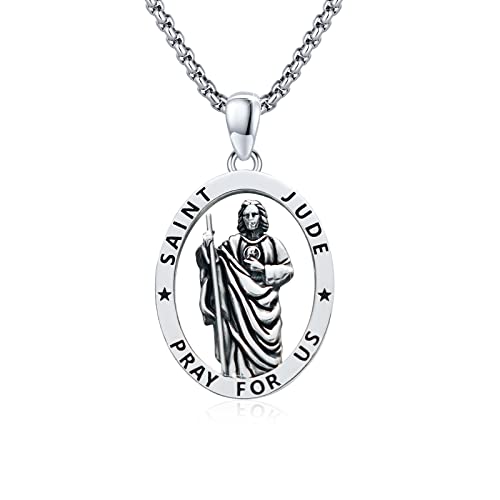 ZIPPICE 925 Sterling Silber Judas Medaille Religiöse Halskette Schutz Viel Glück Amulett Halskette Schmuck Geschenke für Männer Frauen von ZIPPICE