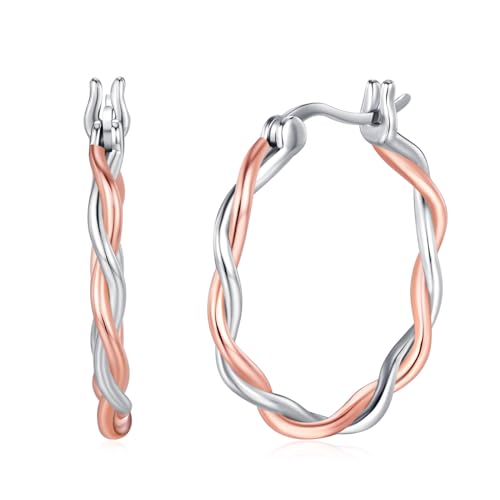 ZIPPICE Creolen Silber 925 für Damen Twisted Creolen Ohrringe Creolen für Mädchen 25 mm Creolen Ohrringe Hypoallergene Schlafen Ohrringe Schmuck Geschenke für Damen Frauen Ehefrau Mädchen von ZIPPICE