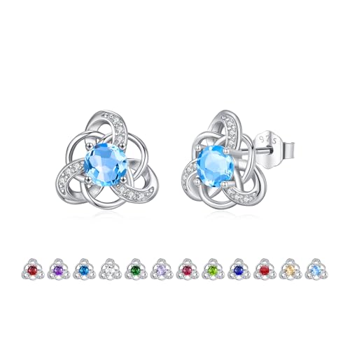 ZIPPICE Dezember Geburtsstein Ohrringe 925 Sterling Silber Keltischer Ohrstecker für Damen Mädchen Frauen Geburtsstein Schmuck Geburtstagsgeschenk für Frauen von ZIPPICE