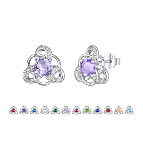 ZIPPICE Juni Geburtsstein Ohrringe 925 Sterling Silber Keltischer Ohrstecker für Damen Mädchen Frauen Geburtsstein Schmuck Geburtstagsgeschenk für Frauen von ZIPPICE