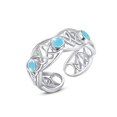 ZIPPICE Keltischer Ring 925 Sterling Silber 12 Geburtsstein Ring Einstellbarer Verlobungs Ring Boho Ringe für Damen Schmuck Geburtstagsgeschenke für Frauen von ZIPPICE