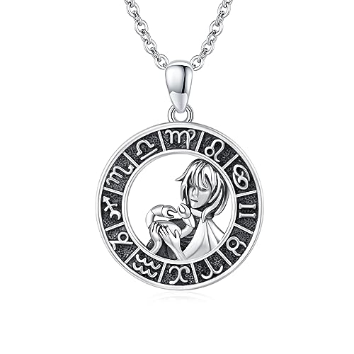 ZIPPICE Krebs Halskette Sternzeichen Kette 12 Horoskop Anhänger 925 Sterling Silber 12 Konstellation Oxidierte Halskette Schmuck für Frauen und Mädchen von ZIPPICE