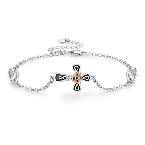 ZIPPICE Kreuz Kette für Damen Keltisches Kreuz Halskette 925 Sterling Silber Keltisches Kreuz Armbänder Christian Jesus Halskette Vintage Schmuck für Frauen Herren Männer von ZIPPICE