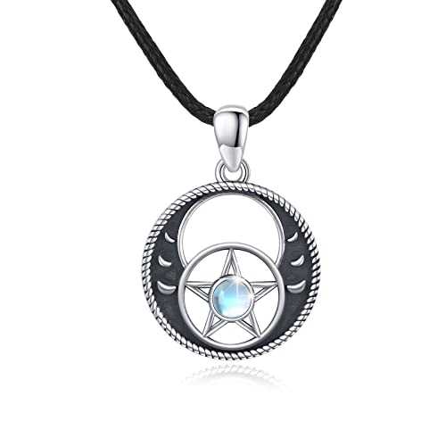 ZIPPICE Mondphase Halskette für Damen 925 Sterling Silber Stern Mondphase Kette Mondstein Anhänger Schmuck Geschenke für Frauen Mädchen Freundin von ZIPPICE