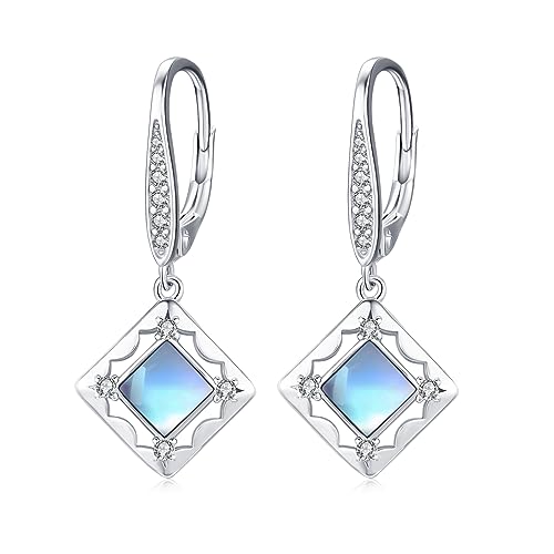 ZIPPICE Mondstein Ohrringe 925 Sterling Silber Mondstein Tropfen Ohrringe Leverback Creolen Mondstein Schmuck Geschenke für Frauen Teen mit Schmuck Geschenkbox von ZIPPICE