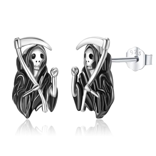 ZIPPICE Ohrstecker Damen 925 Sterling Silber Totenkopf Ohrringe Halloween Ohrringe Hypoallergen Ohrringe Ohrringe Gothic Halloween Schmuck für Damen Frauen Mädchen von ZIPPICE