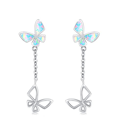 ZIPPICE Opal Schmetterling Ohrstecker 925 Sterling Silber Quaste Ohrringe Schmetterling Quaste Ohrstecker für Frauen Opal Ohrringe Geschenk für Frauen Teenager Mädchen von ZIPPICE
