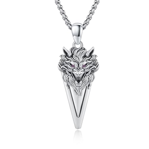 ZIPPICE Pfeilspitze Halskette Männer 925 Sterling Silber Wolf Kette Pfeil Wolf Halskette Anhänger Wikinger Kette Amulett Schmuck für Männer Sohn Freund Damen Geschenke von ZIPPICE