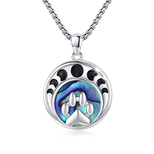 ZIPPICE Pfote Halskette 925 Sterling Silber Mond Phase Halskette Abalone Shell Anhänger Schmuck Geschenk für Frauen Mädchen Tochter von ZIPPICE