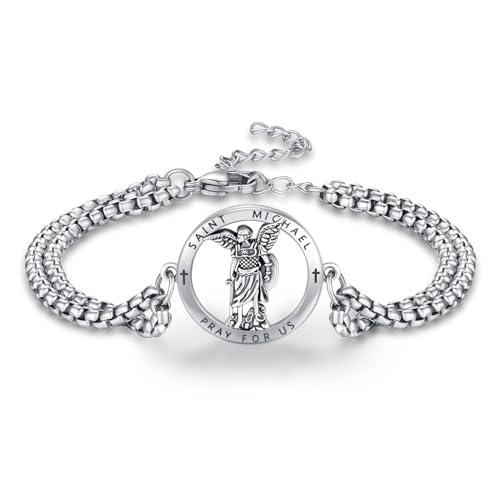 ZIPPICE Saint Michael Armband 925 Sterling Silber Heiliger Michael Armbänder Damen Erzengel Michael Armband Amulett Schmuck für Männer Herren von ZIPPICE