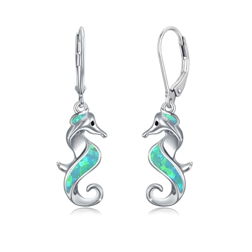 ZIPPICE Seepferdchen Ohrringe - 925 Sterling Silber mit Grün Opal - Dangle Earrings für Frauen und Mädchen von ZIPPICE
