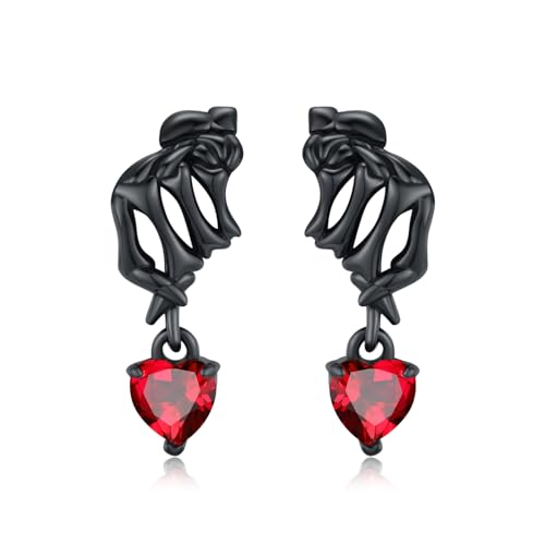 ZIPPICE Totenkopf Ohrringe Damen Ohrringe Silber 925 Geburtsstein Ohrstecker für Damen Mädchen Herz Ohrstecker Skelett Hand Ohrringe Totenkopf Geschenke Gothic Schmuck für Frauen (Januar) von ZIPPICE