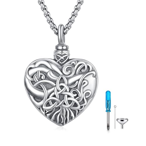 ZIPPICE Urnenketten für Asche 925 Sterling Silber Asche Halskette Herz Halskette Herz Asche Halskette Erinnerungs schmuck Feuerbestattung Schmuck für Frauen Damen Herren von ZIPPICE