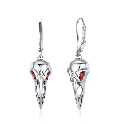ZIPPICE Wikinger Ohrringe 925 Sterling Silber Rabe Huggie Ohrringe Krähen Totenkopf Ohrring Nordische Wikinger Runen Schmuck Geschenke von ZIPPICE