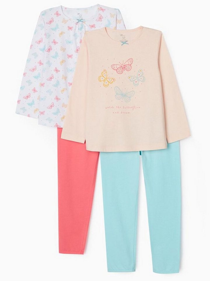 ZIPPY Pyjama Zippy 2er Pack Mädchen Schlafanzug Pyjama lang Doppelpack Vögelchen (4 tlg) von ZIPPY