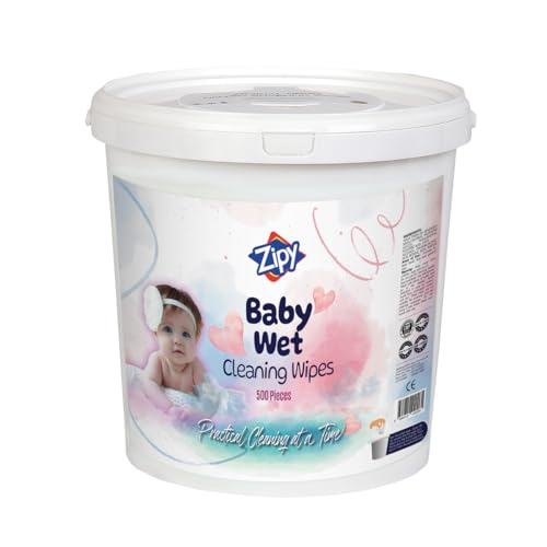 ZIPY Eimer Baby Feuchttücher Bio-Baumwollfasern mit Aloe Vera – 550 Stück (22 x 22 CM) von ZIPY