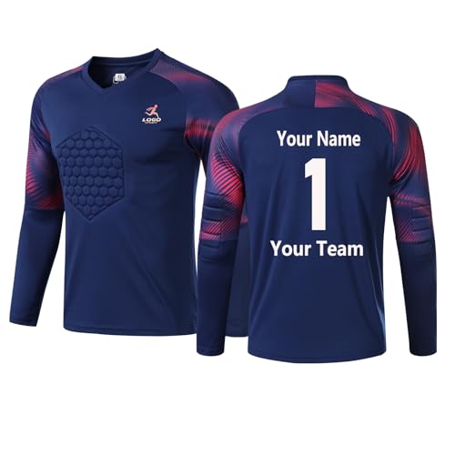 ZIQICAI2007 Maßgeschneiderte Torwarttrikots Kinder Torwarttrikot Fußballtrikot Set mit Schwammschutzauflagen Jugend Erwachsene (Blau) von ZIQICAI2007