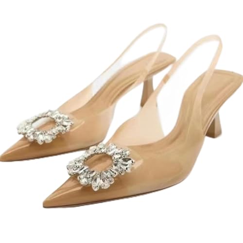 ZIRIA Damen Spitzkopf-Sandalen mit hohem Absatz, Damenschuhe, Pumps, Apricot a, 41 EU von ZIRIA