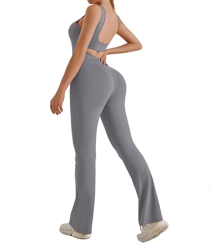 ZIRUU Damen Jumpsuit Flared Scrunch Butt Bodysuit Lang Yoga Ärmellos Overall Sport Rückenfrei Einteiler Bootcut Onepiece Ganzkörperanzug Sexy Playsuits Gym Workout Bodycon in Grey Small ZIRUU Damen Jumpsuit Flared Scrunch Butt Bodysuit Lang Yoga Ärmellos Overall Sport Rückenfrei Einteiler Bootcut Onepiece Ganzkörperanzug Sexy Playsuits Gym Workout Bodycon in Grey Small von ZIRUU