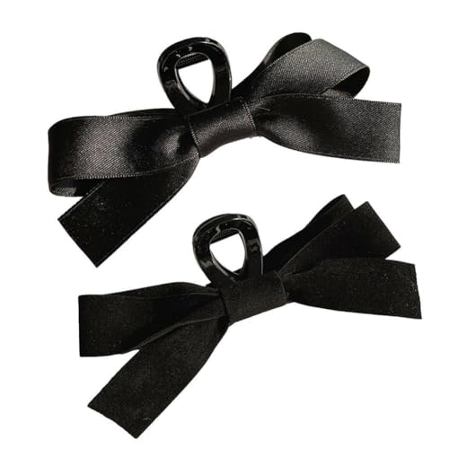 2024 Elegante schwarze Satin-Schleifen-Haarspange für Damen und Damen, koreanische große Haarklammer, mattiert, Haarnadel, Haarschmuck, Haifisch von ZIRYXQ