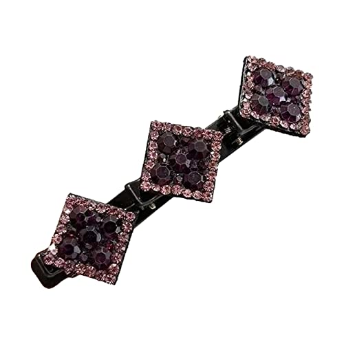Funkelnde Kristallstein Geflochtene Haarspangen Vierblättrige Seitliche Haarspange Haarclip Haarclip Schicht Doppelclip Strass von ZIRYXQ
