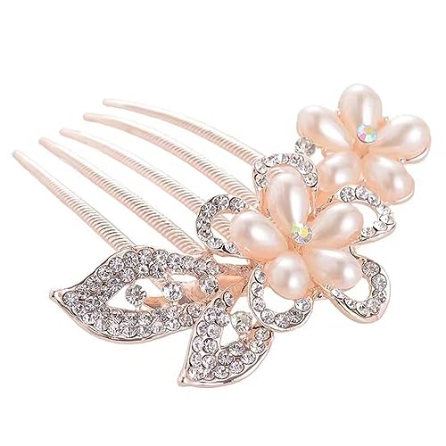 Perle Haar Kämme Braut Schmuck Zubehör Süße Simulierte Perle Haarnadel Hochzeit Einsatz Kamm Haarschmuck Fünf-zahn-Kopfbedeckung von ZIRYXQ