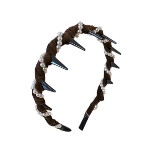 Vintage Samt Perle Welle Top Haarband Slip Zahn Haarband für Frauen Mädchen Süße Mode G9I7 Zubehör Haar von ZIRYXQ