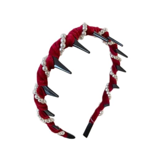 Vintage Samt Perle Welle Top Haarband Slip Zahn Haarband für Frauen Mode Süße Mädchen Zubehör Haar Y2L1 von ZIRYXQ