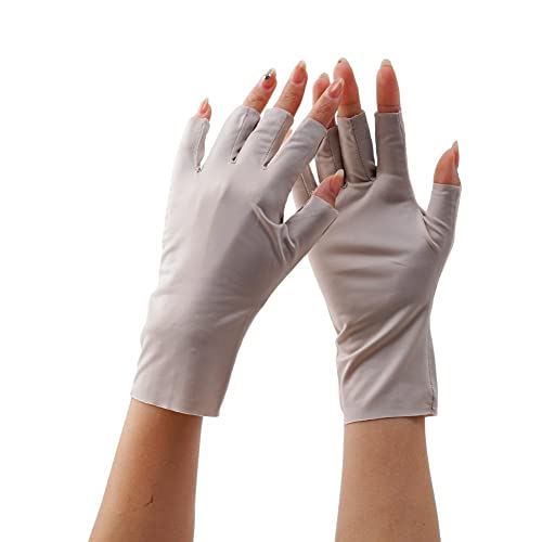 ZIRYXQ Sommer UV Fingerlose Handschuhe Halbfinger Fahrhandschuh Seide Eishandschuhe Dünne Finger Handschuhe Sonnenschutz Atmungsaktiv Halb 2 Y5B7, beige, Einheitsgröße von ZIRYXQ