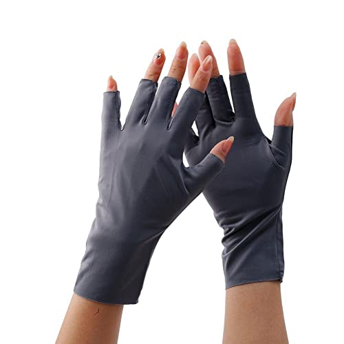 ZIRYXQ Sommer UV Fingerlose Handschuhe Halbfinger Fahrhandschuh Seide Eishandschuhe Dünne Finger Handschuhe Sonnenschutz Atmungsaktiv Halb 2 Y5B7, grau, Einheitsgröße von ZIRYXQ