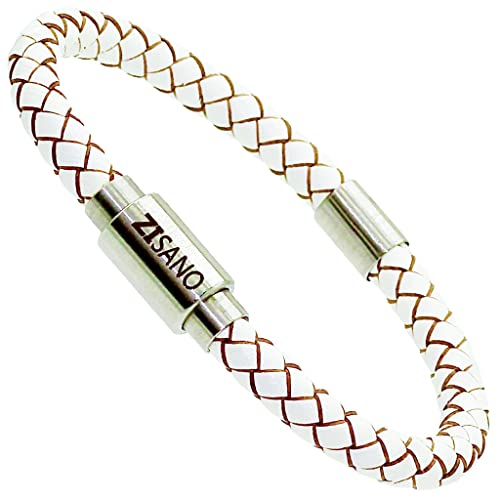 ZISANO Power & Balance Armbänder - Versch. Farben & Größen - Echtes Lederarmband Herren Damen - patentierter Magnetverschluss - Edelstahl Chakra Armband Herren - Schmuck Damen-Geschenke (Blanka M) von ZISANO