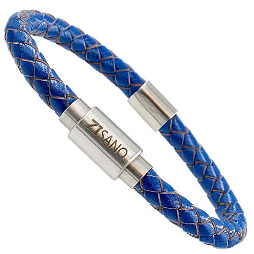 ZISANOPOWER Power & Balance Armbänder - Versch. Farben & Größen - Echtes Lederarmband Herren Damen - Magnetverschluss - Edelstahl Armband Herren - Schmuck Damen - Geschenke für Frauen (S, Blua) von ZISANO