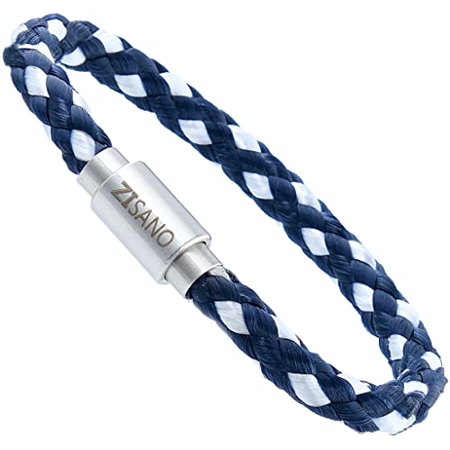 ZISANOPOWER Power & Balance Armbänder - Versch. Farben & Größen - Segeltau Herren Damen -patentierter Magnetverschluss - Edelstahl Armband Herren - Schmuck Damen - Geschenke (Malhelblua, L) von ZISANO