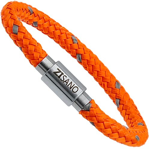 ZISANOPOWER Power & Balance Armbänder - Versch. Farben & Größen - Segeltau Herren Damen - Magnetverschluss - Edelstahl Armband Herren - Schmuck Damen - Geschenke für Frauen (L, Oranga) von ZISANO