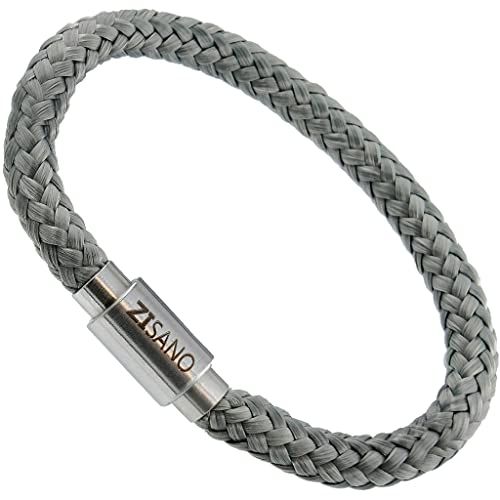 ZISANOPOWER Power & Balance Armbänder - Versch. Farben & Größen - Segeltau Herren Damen -patentierter Magnetverschluss - Edelstahl Armband Herren - Schmuck Damen - Geschenke (XL, Griza) von ZISANO