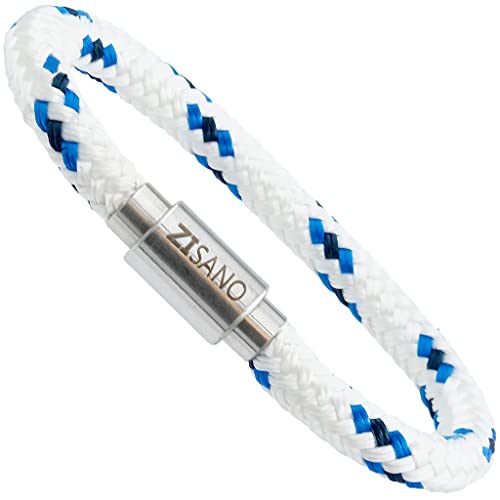 ZISANOPOWER Power & Balance Armbänder - Versch. Farben & Größen - Segeltau Herren Damen -patentierter Magnetverschluss - Edelstahl Armband Herren - Schmuck Damen - Geschenke (Blankabluo, XS) von ZISANO