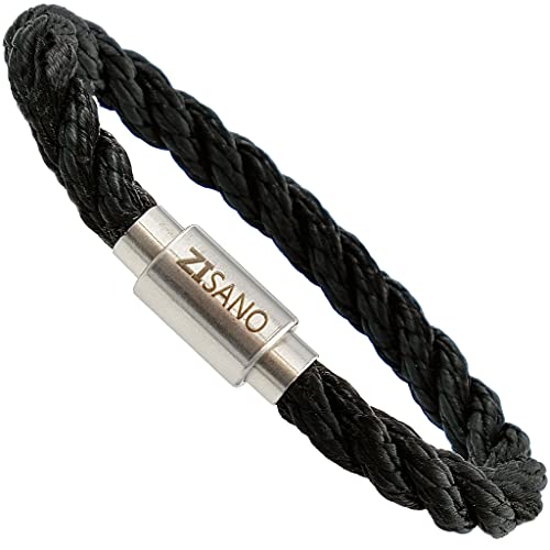 ZISANOPOWER Power & Balance Armbänder - Versch. Farben & Größen - Segeltau Herren Damen -patentierter Magnetverschluss - Edelstahl Armband Herren - Schmuck Damen - Geschenke (Nero, S) von ZISANO
