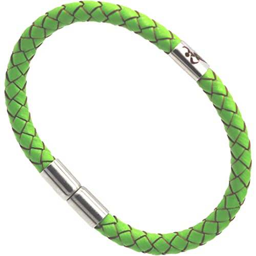 ZISANO -Switch- Armbänder - Versch. Farben & Größen - Echtes Lederarmband Herren Damen - Magnetverschluss - Edelstahl Armband Herren - Schmuck Damen (Neona Verda, M) von ZISANO
