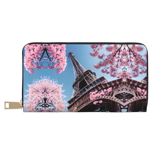 Reisebrieftasche aus Kunstleder mit Seestern-Motiv, außergewöhnlich, lang, mit Reißverschluss, entworfen für Damen, Ölgemälde Paris Eiffelturm, Einheitsgröße von ZISHAK