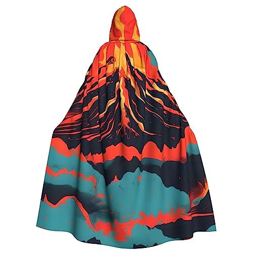 Schwarzer Marmor Textur Golden Unisex Halloween Kostüm Umhang Mit Kapuze Polyesterfaser Erwachsene Party Dekorative Umhang, Vulkan, Einheitsgröße von ZISHAK