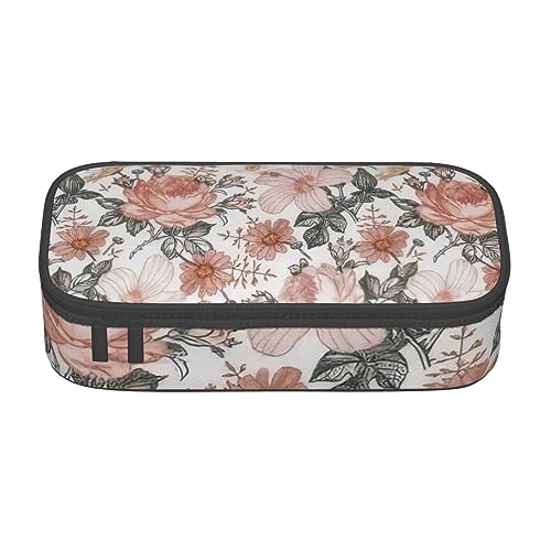 ZISHAK Federmäppchen mit Blumenmotiv und Eiffelturm, große Tasche für Stifte, Make-up-Stifte, Oxford-Stofftasche, großer Organizer von ZISHAK