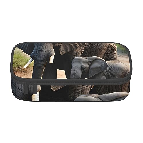 ZISHAK Federmäppchen mit Elefantenmotiv und Elefantenmotiv, große Tasche für Make-up-Stifte, Oxford-Stoff, große Organizer von ZISHAK