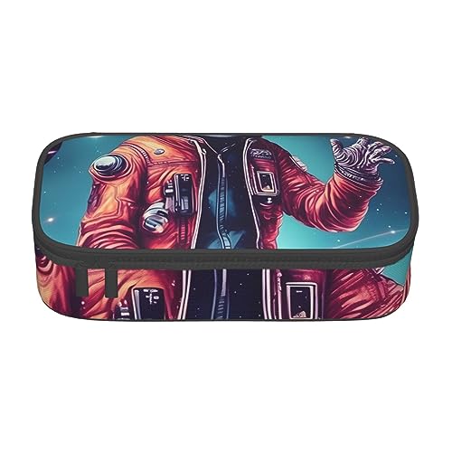 ZISHAK Federmäppchen mit Galaxie-Motiv "Cool Man In Outer Space", große Tasche für Stifte, Make-up-Stifte, Oxford-Stofftasche, großer Organizer von ZISHAK