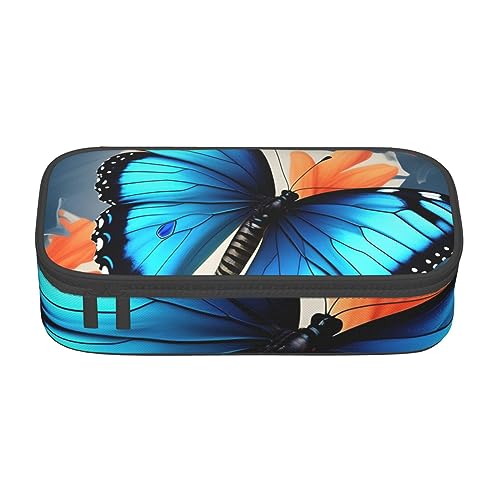 ZISHAK Federmäppchen mit Schmetterlingsmotiv, groß, Blau von ZISHAK