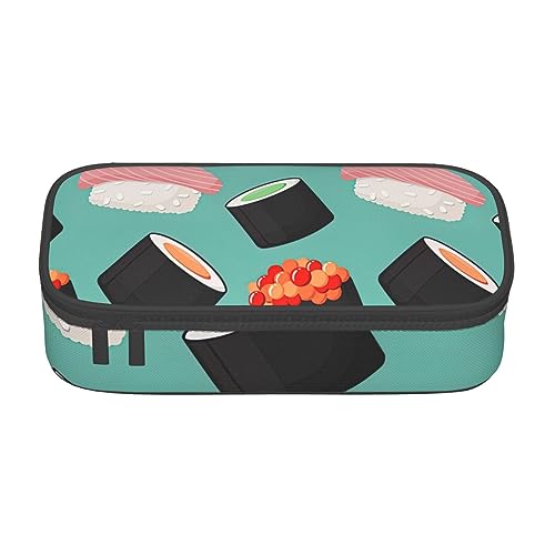 ZISHAK Federmäppchen mit Sushi-Lebensmittelmuster, 1 großes Federmäppchen, Stiftehalter, Make-up-Stifte Tasche, Oxford-Stofftasche, großer Organizer von ZISHAK