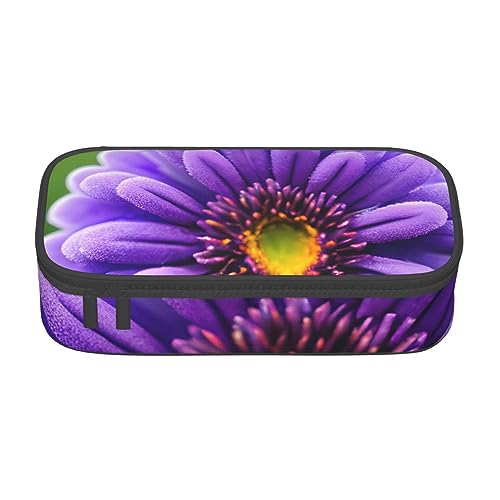 ZISHAK Federmäppchen mit violettem Lavendelblütenmotiv, große Stiftehalter-Box, Make-up-Stifte Tasche, Oxford-Tuch von ZISHAK