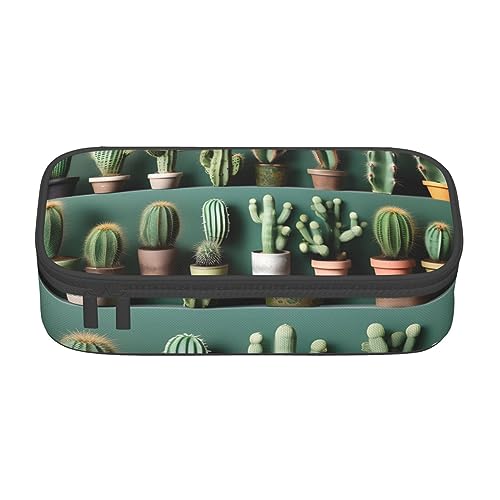 ZISHAK Viele Kaktus-Kunst-Federmäppchen mit großem Fassungsvermögen für Stifte, Make-up-Stifte, Oxford-Stofftasche, großer Organizer von ZISHAK