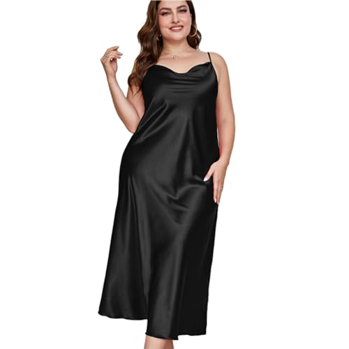 Sexy Nachthemden Für Frauen – Damen-Nachthemd In Übergröße 5Xl, Modische Schwarze Nachtwäsche, Lange Satin-Nachtwäsche, Sexy Nachthemd Mit Spaghettiträgern, Geschenke Für Freunde, Wie Abgebi Sexy Nachthemden Für Frauen – Damen-Nachthemd In Übergröße 5Xl, Modische Schwarze Nachtwäsche, Lange Satin-Nachtwäsche, Sexy Nachthemd Mit Spaghettiträgern, Geschenke Für Freunde, Wie Abgebi von ZISTRCBAO